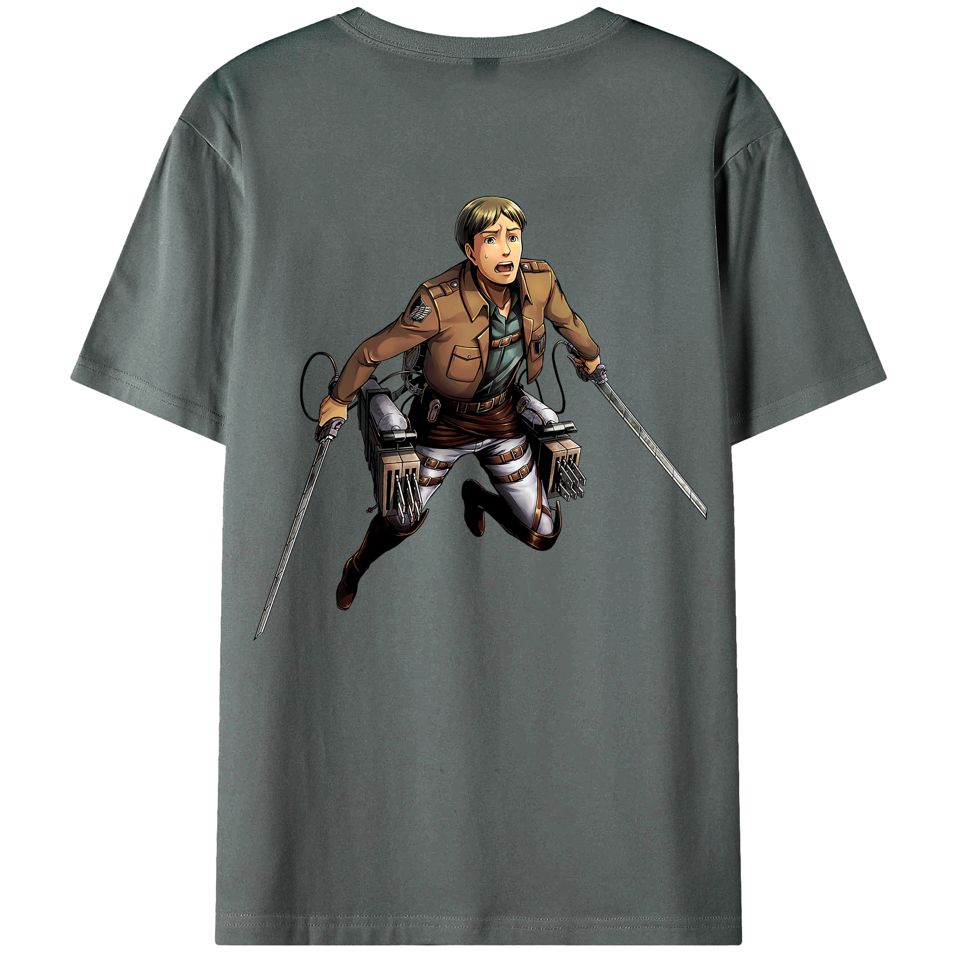 （画像用） 進撃の巨人 Attack on Titan 綿100％ メンズ半袖Tシャツ（バックプリント） 通気性